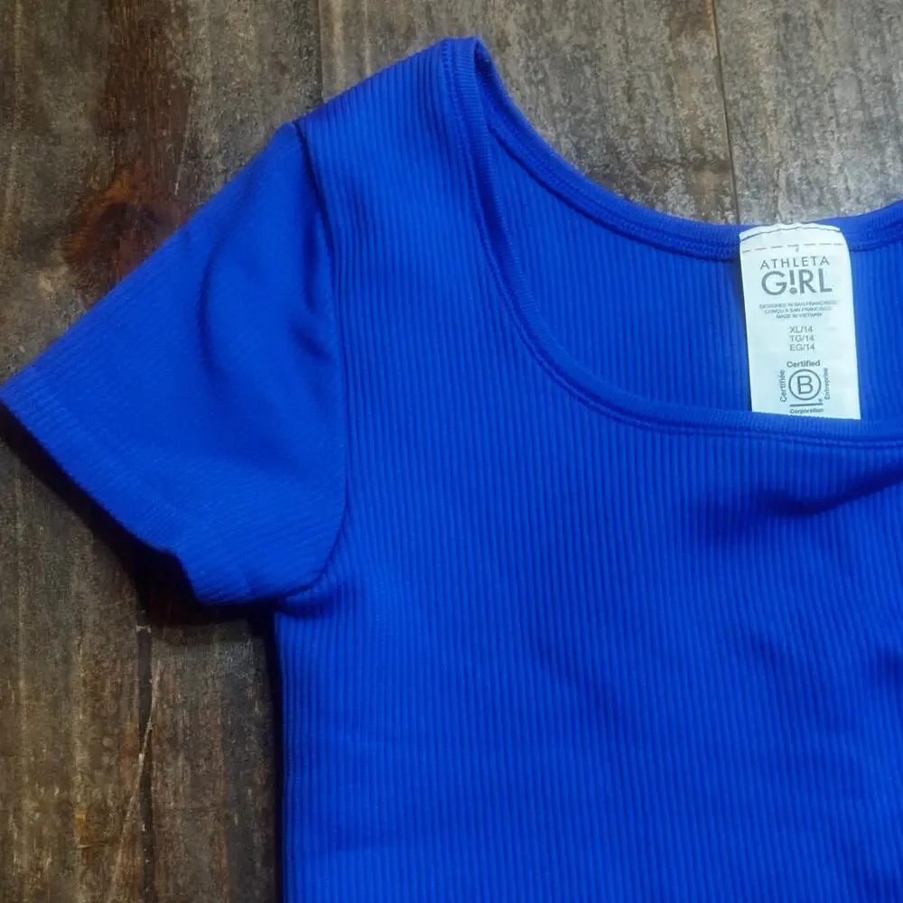 Athleta Girl Rise Above Rib Crop Tee Sz XL (14)